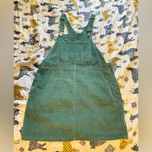 green corduroy overall dress